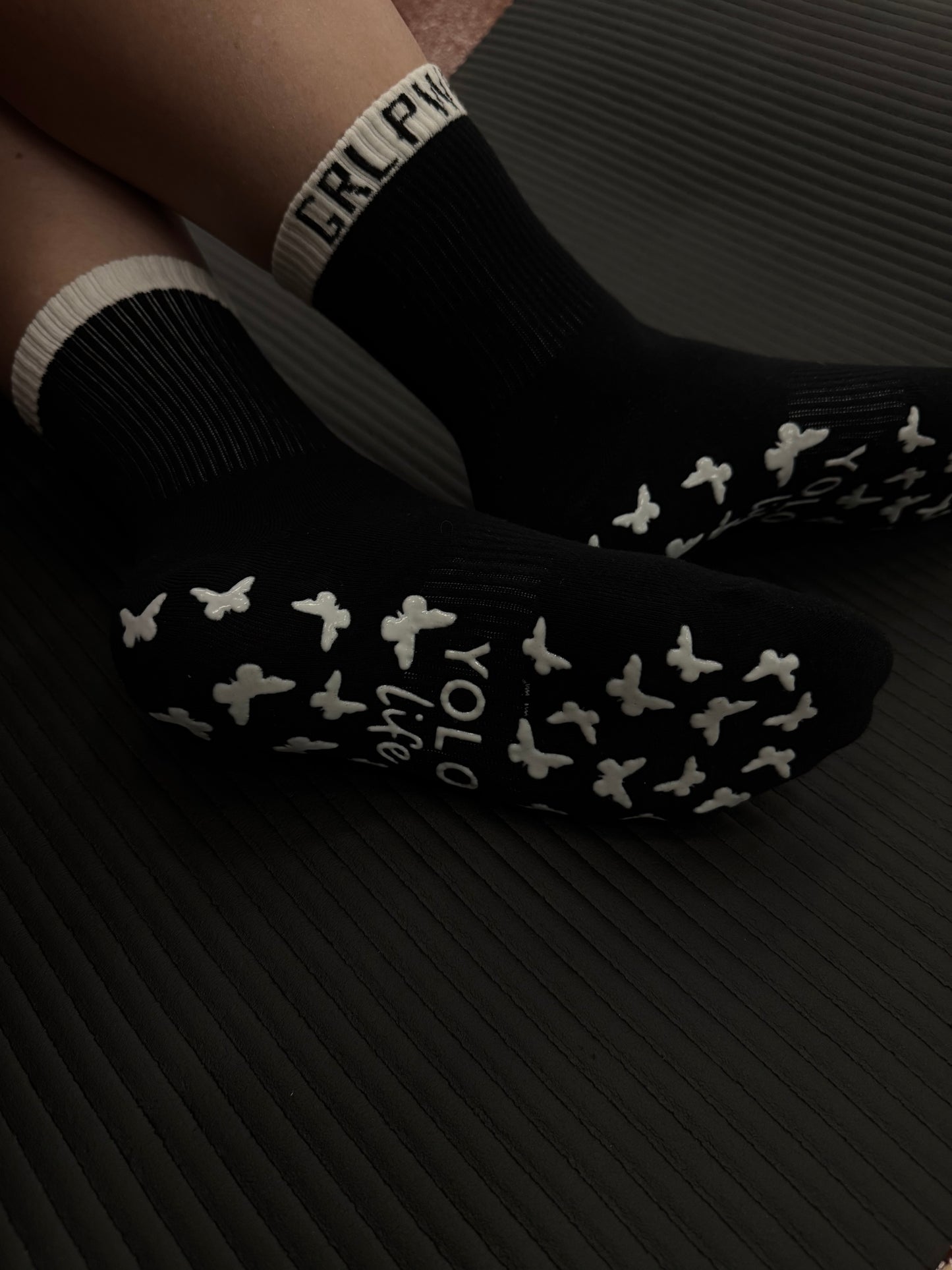 GRL PWR , girl power crew grip sock