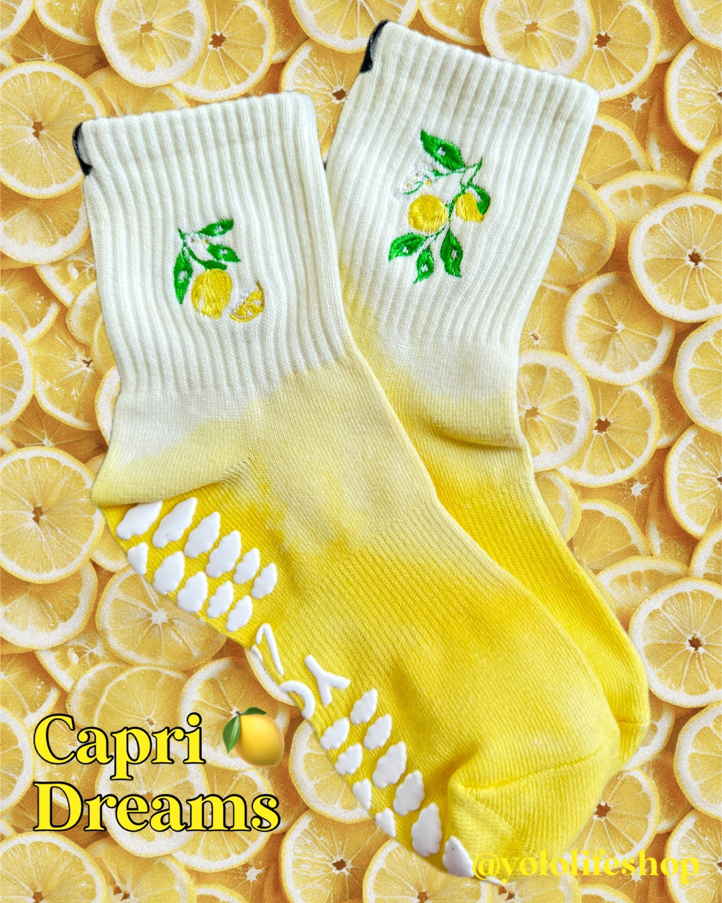 Mediterranean Muse – Hand-Dyed Crew Grip Socks (3-Pack or Individual Pair)