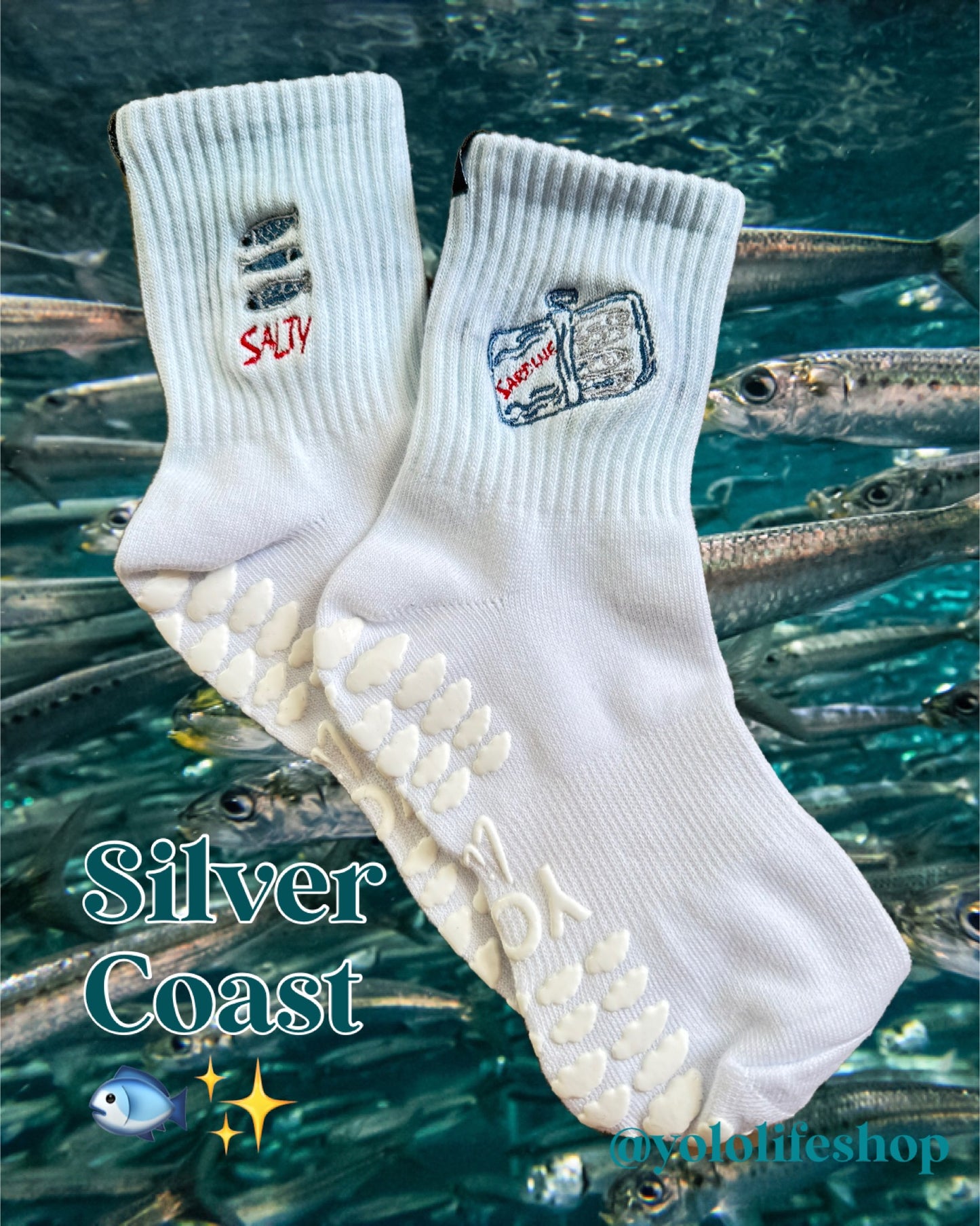 Mediterranean Muse – Hand-Dyed Crew Grip Socks (3-Pack or Individual Pair)