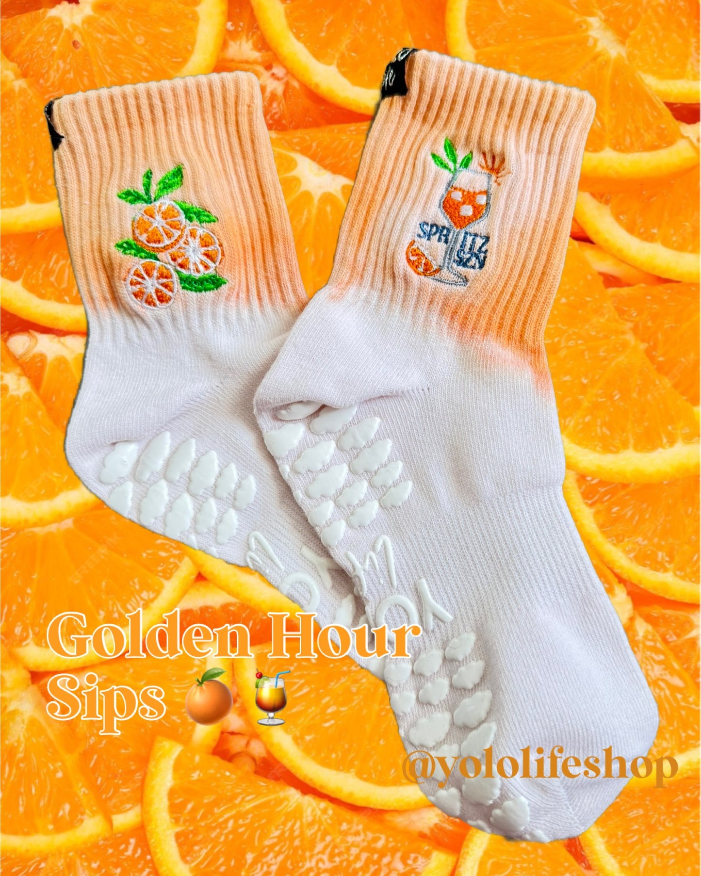 Mediterranean Muse – Hand-Dyed Crew Grip Socks (3-Pack or Individual Pair)