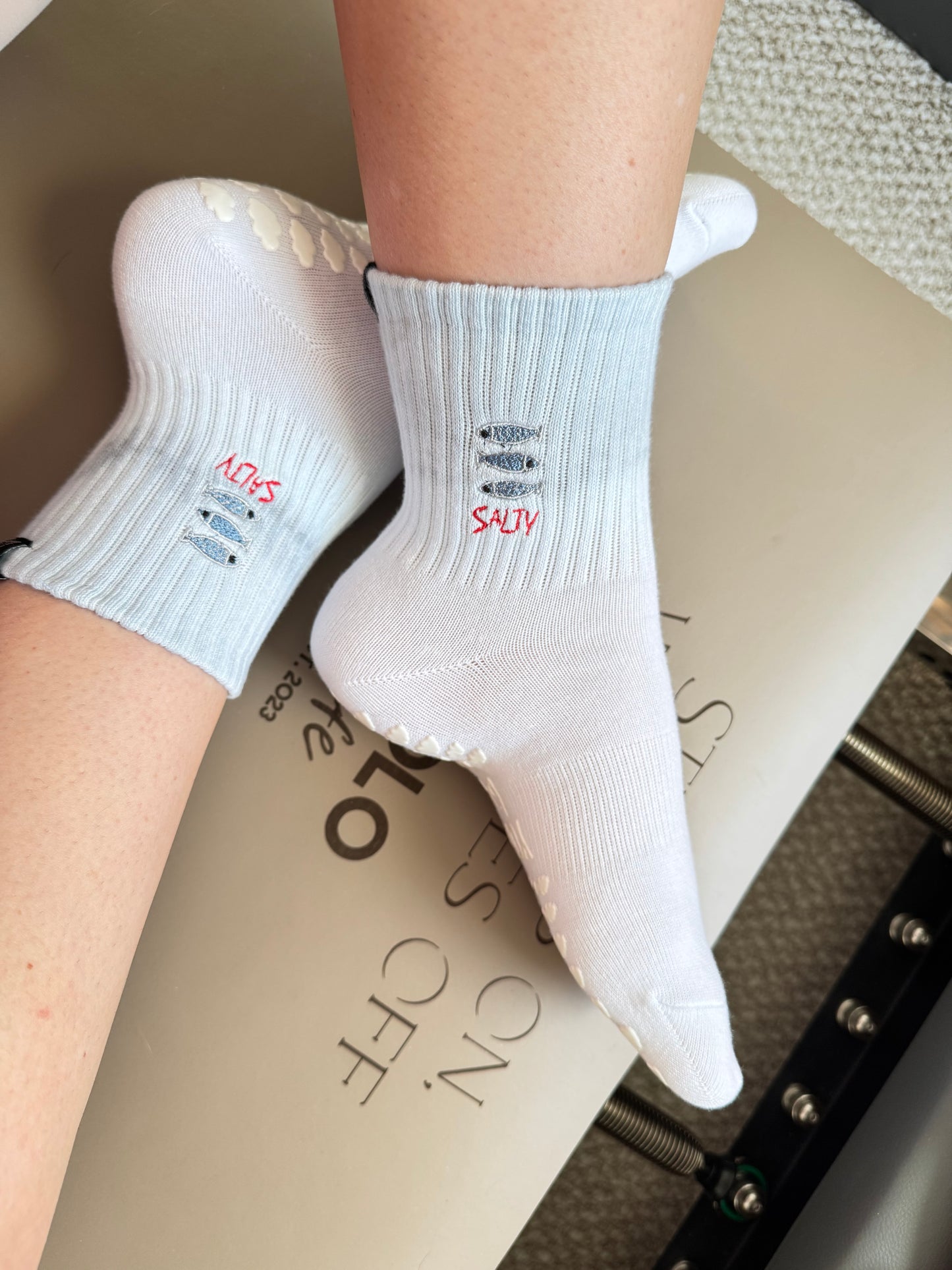 Mediterranean Muse – Hand-Dyed Crew Grip Socks (3-Pack or Individual Pair)
