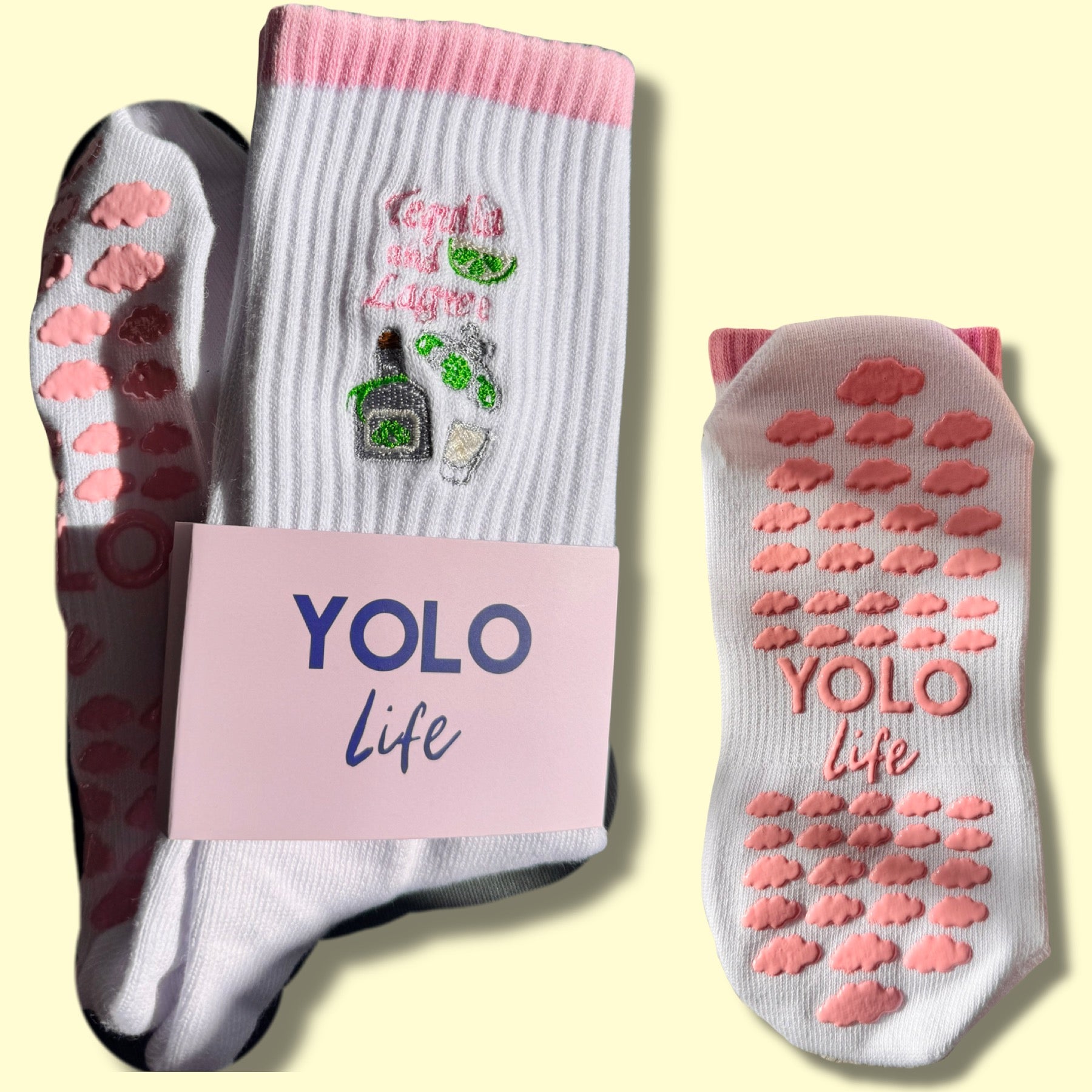 TEQUILA AND LAGREE” Lagree crew grip socks – YOLO LIFE SHOP