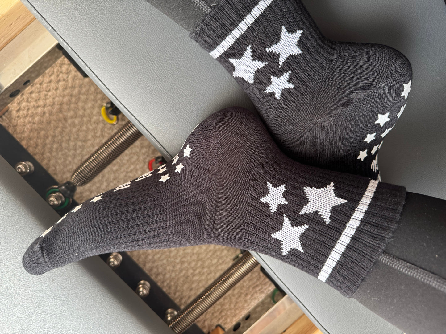 Align & Shine Grip Socks (Black + White Stars)