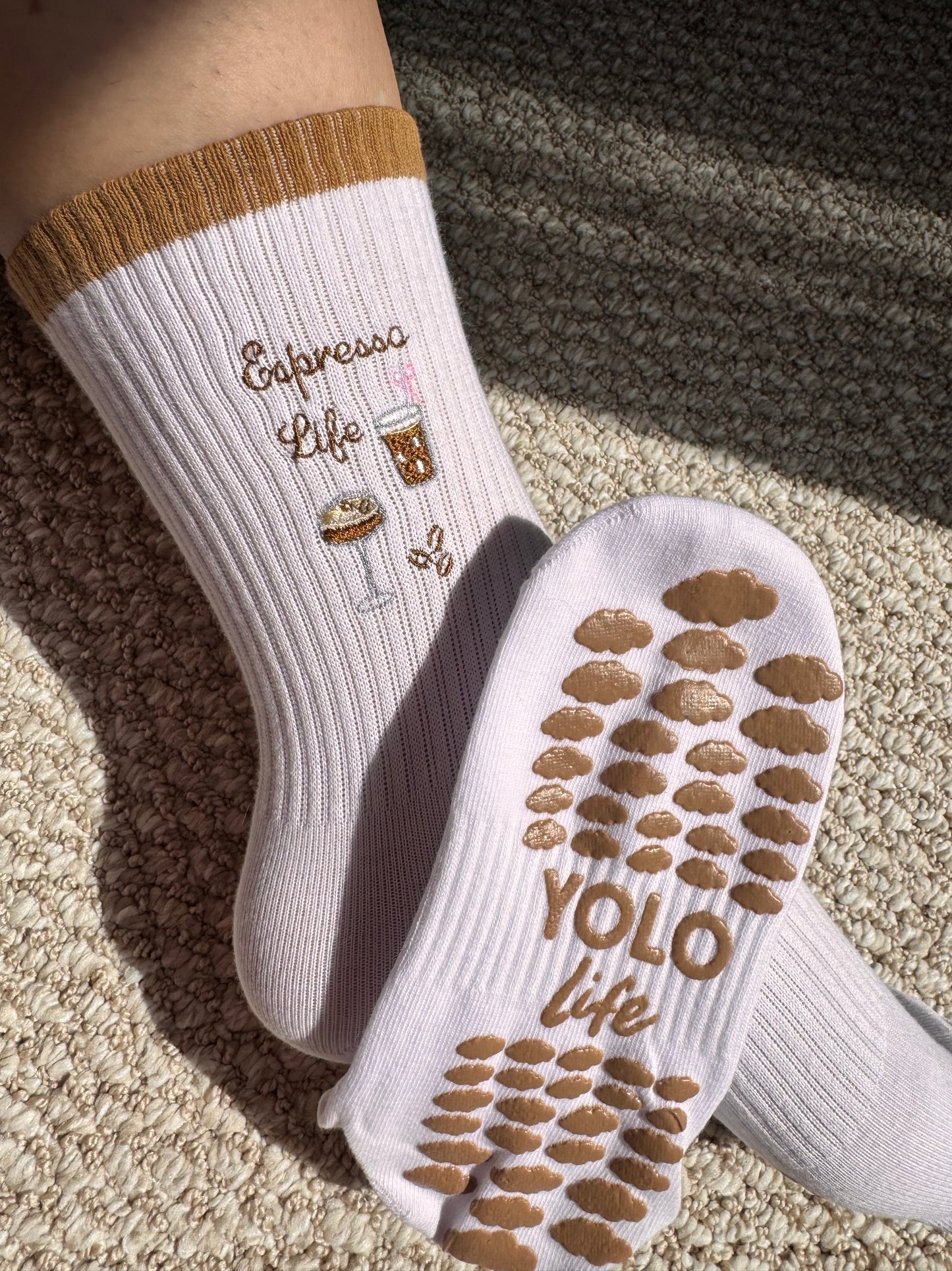 "ESPRESSO LIFE" Pilates Grip socks🤎☁️☕️