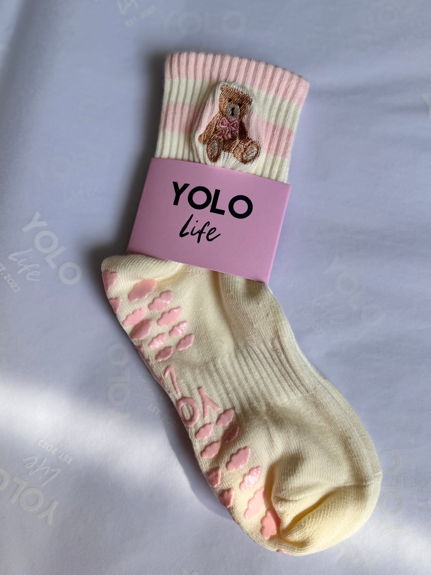 "Teddy" Pilates grip crew socks