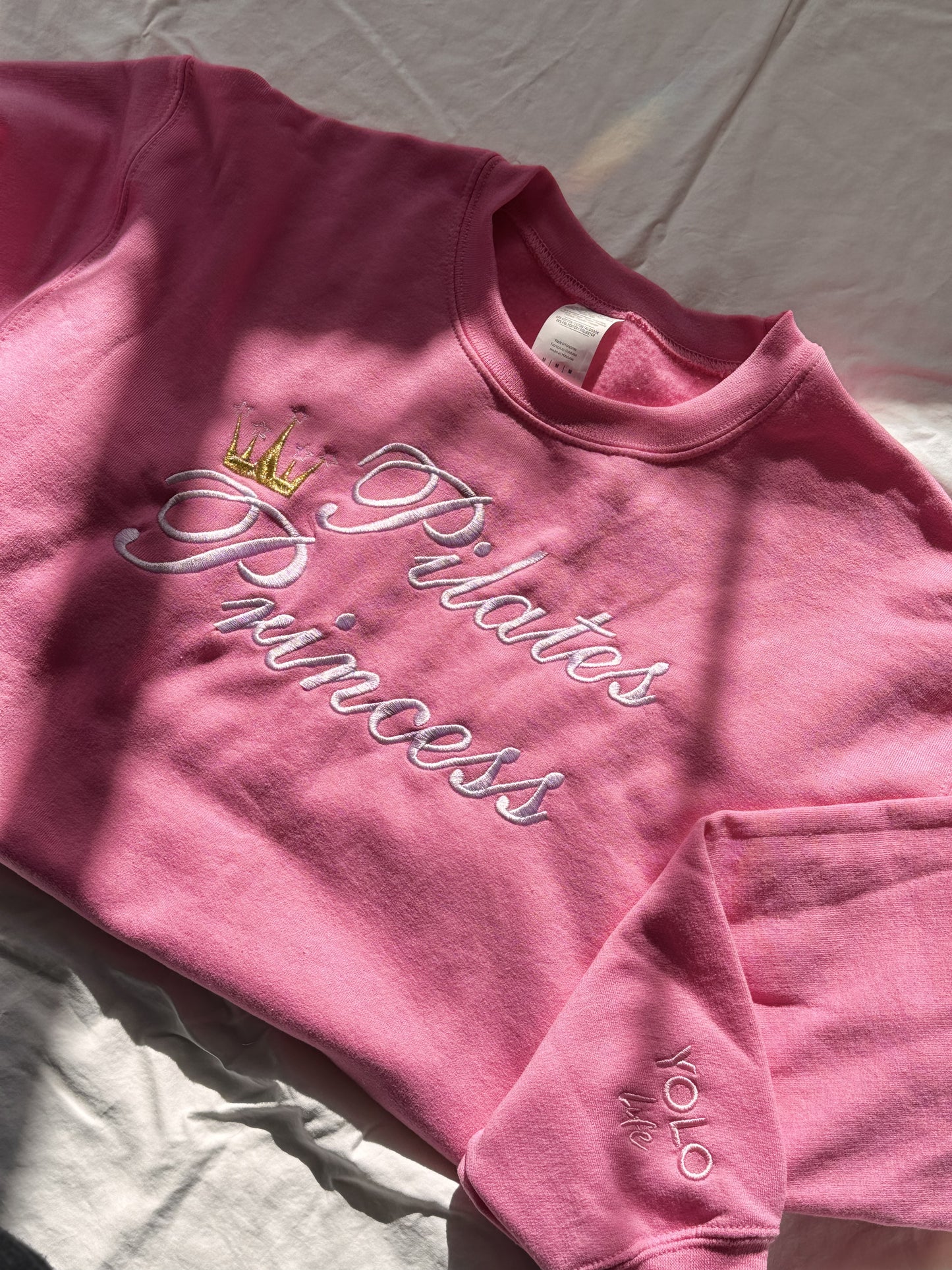 “PILATES PRINCESS” embroidered sweatshirt hot pink color