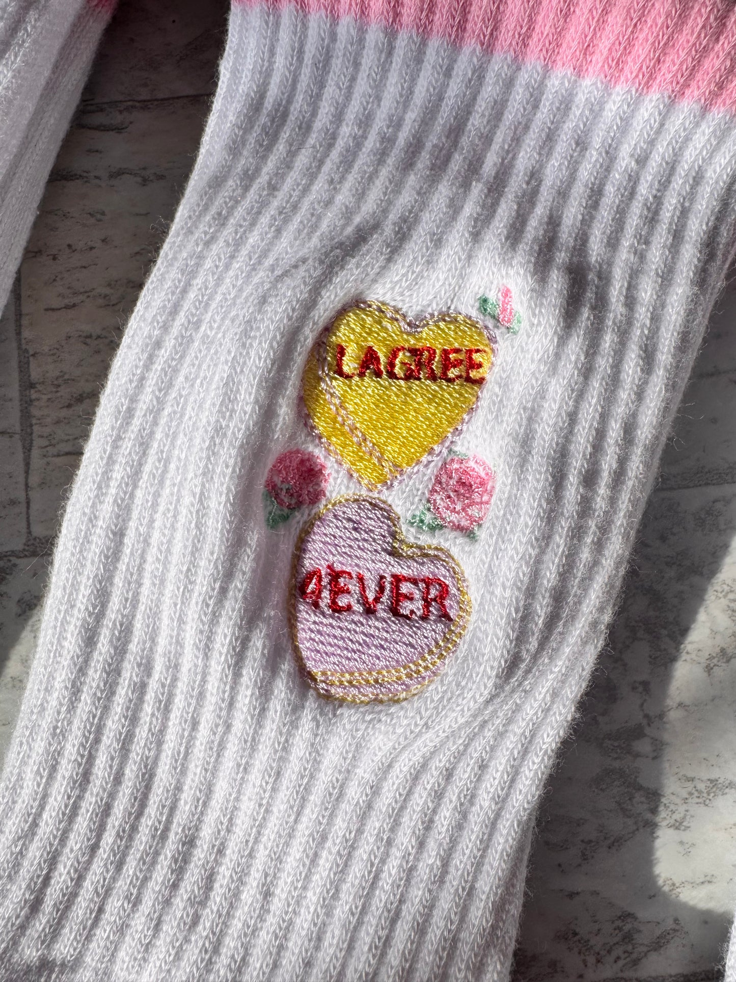 “CONVERSATION HEARTS “ 💌💝☁️🎀 crew  grip socks