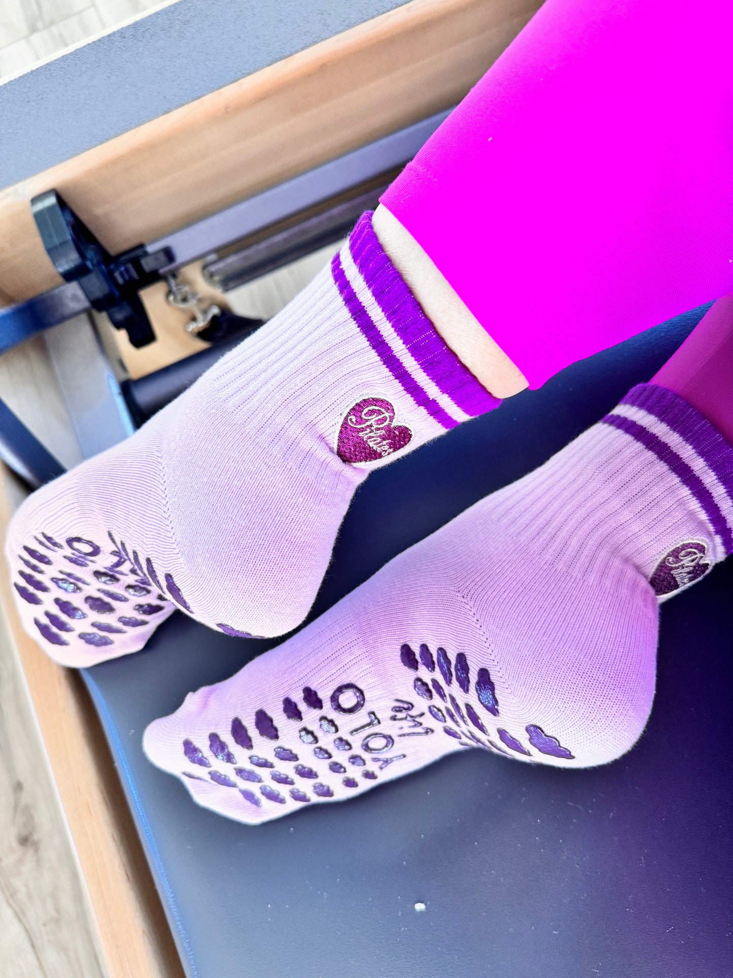 "I Love Pilates"  Pilates crew sock