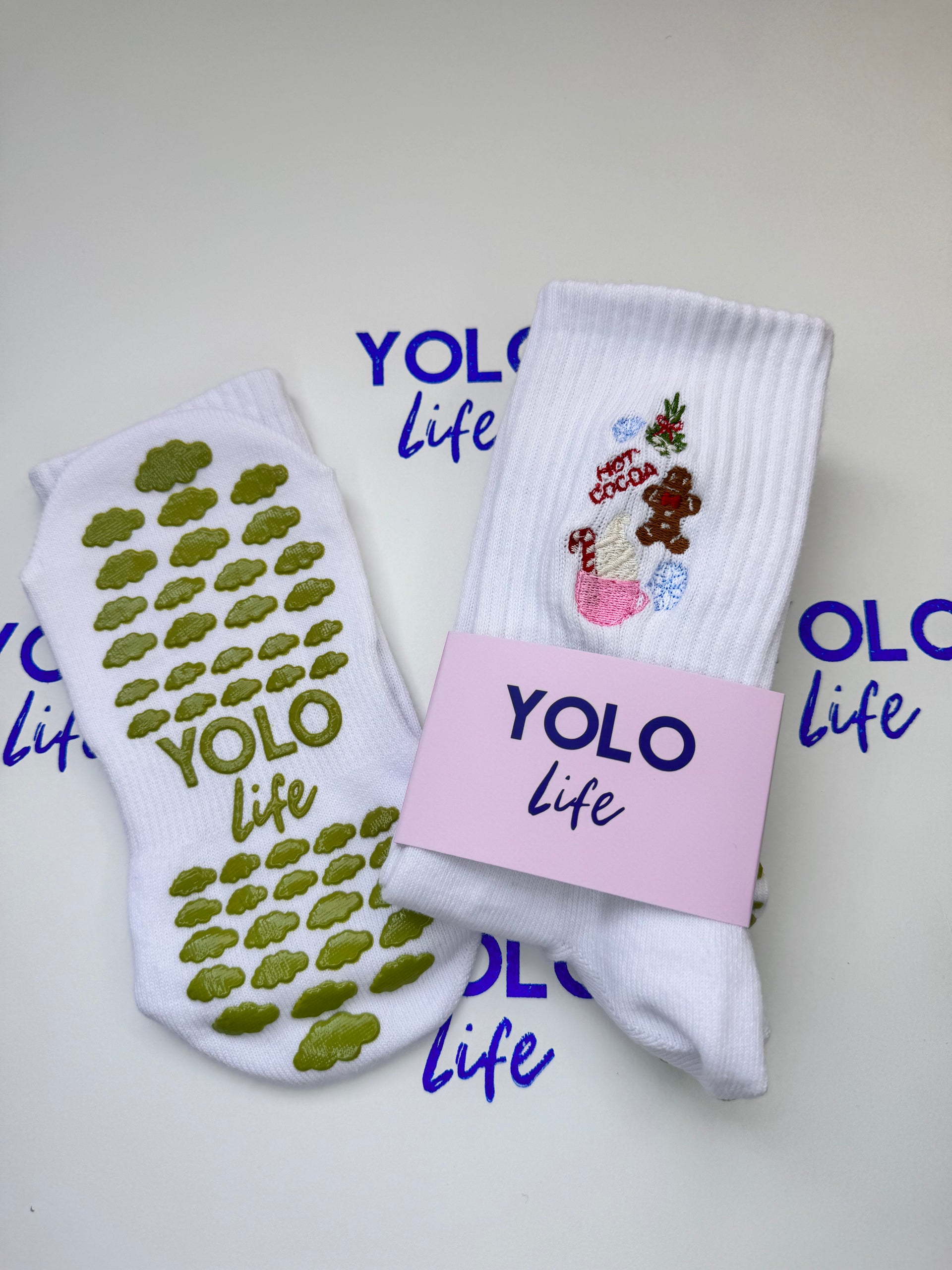 Cozy Season🎄🎁 Crew Pilates Grip socks – YOLO LIFE SHOP
