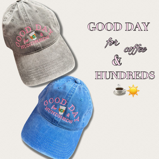 “GOOD DAY FOR COFFEE AND HUNDREDS” ☕️☀️🌿 dad hat 🧢
