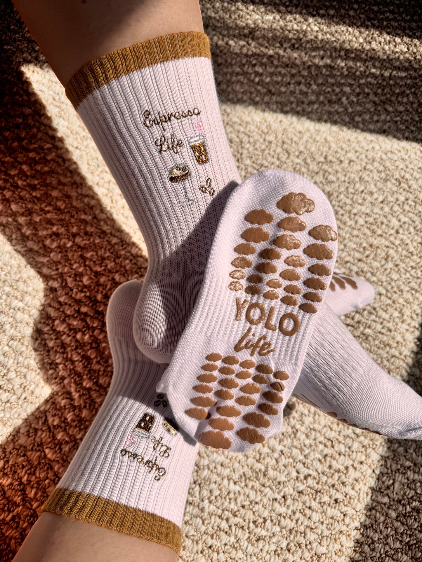 "ESPRESSO LIFE" Pilates Grip socks🤎☁️☕️