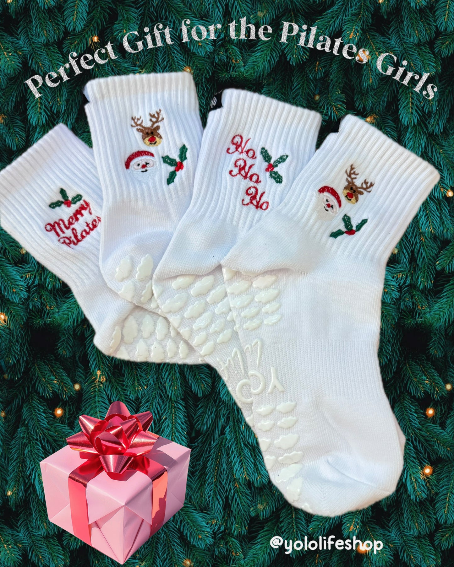 🎄 Holiday Pilates Grip Socks – Small-Batch Holiday Drop (2 Styles)