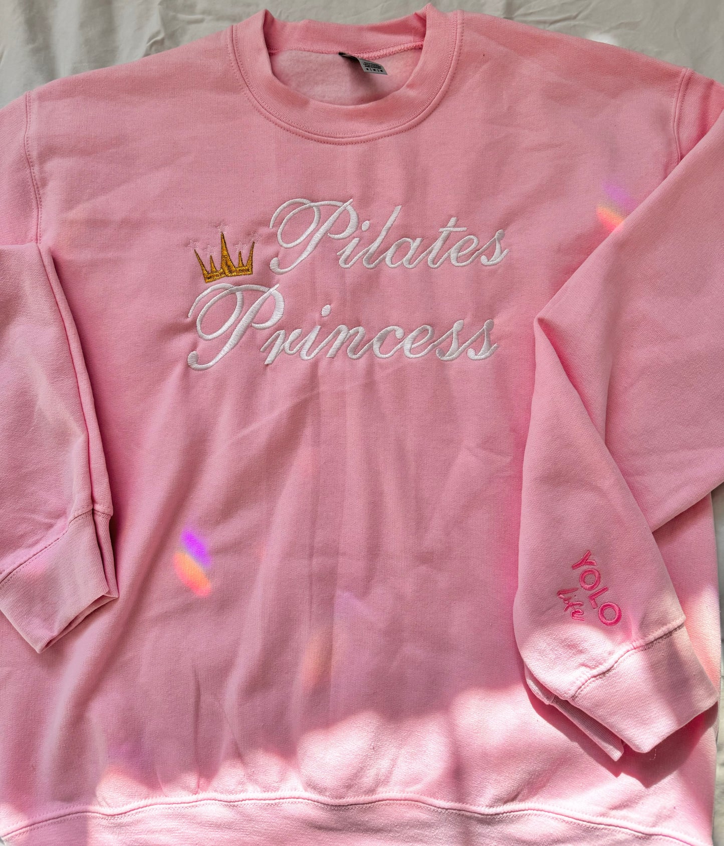 “PILATES PRINCESS” embroidered sweatshirt baby pink