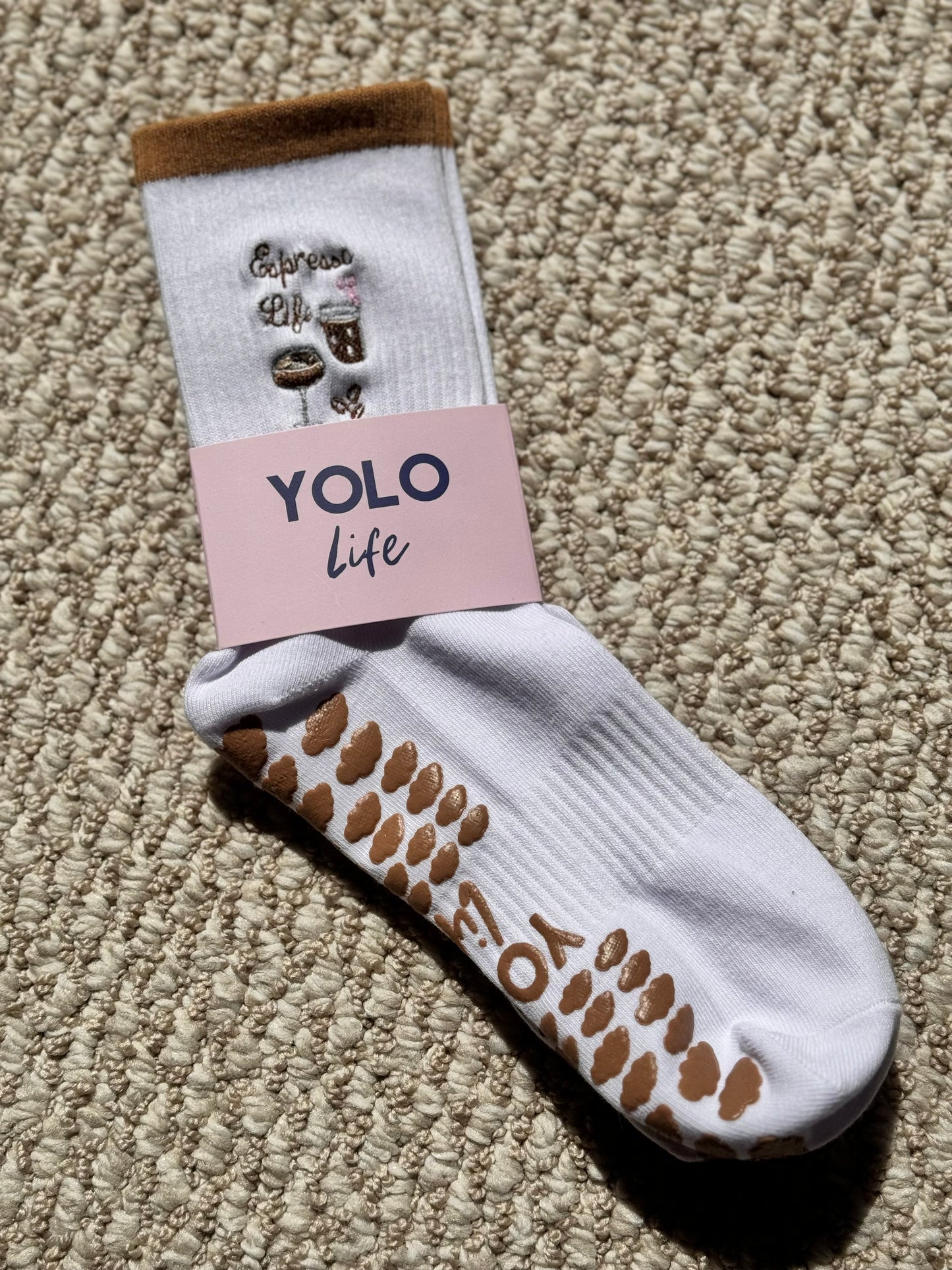 "ESPRESSO LIFE" Pilates Grip socks🤎☁️☕️