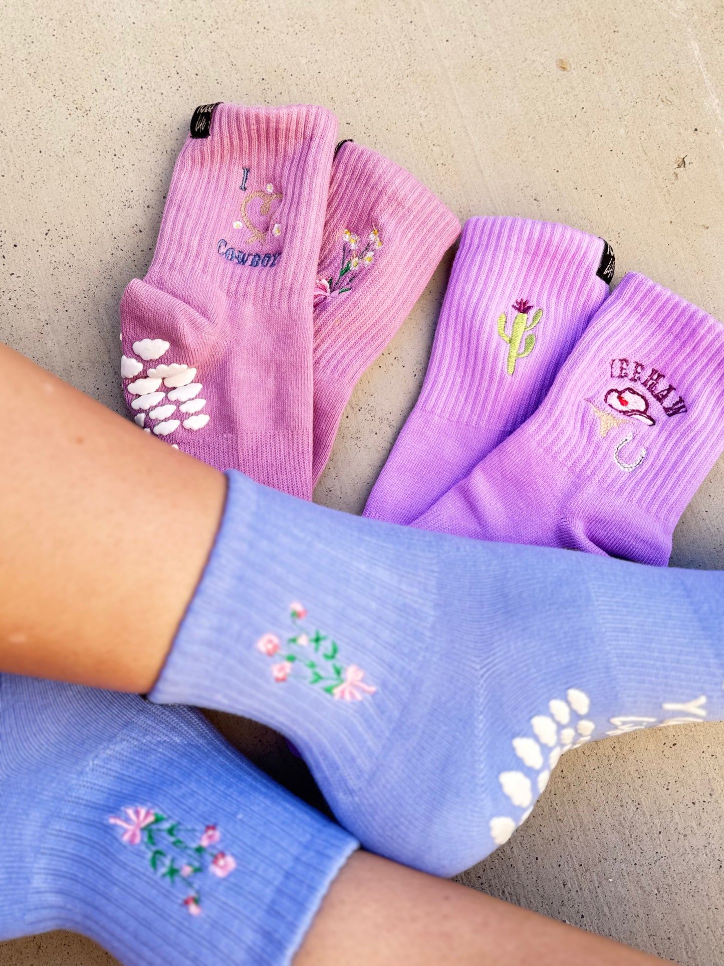Cotton Candy Cowgirl Collection, crew grip socks
