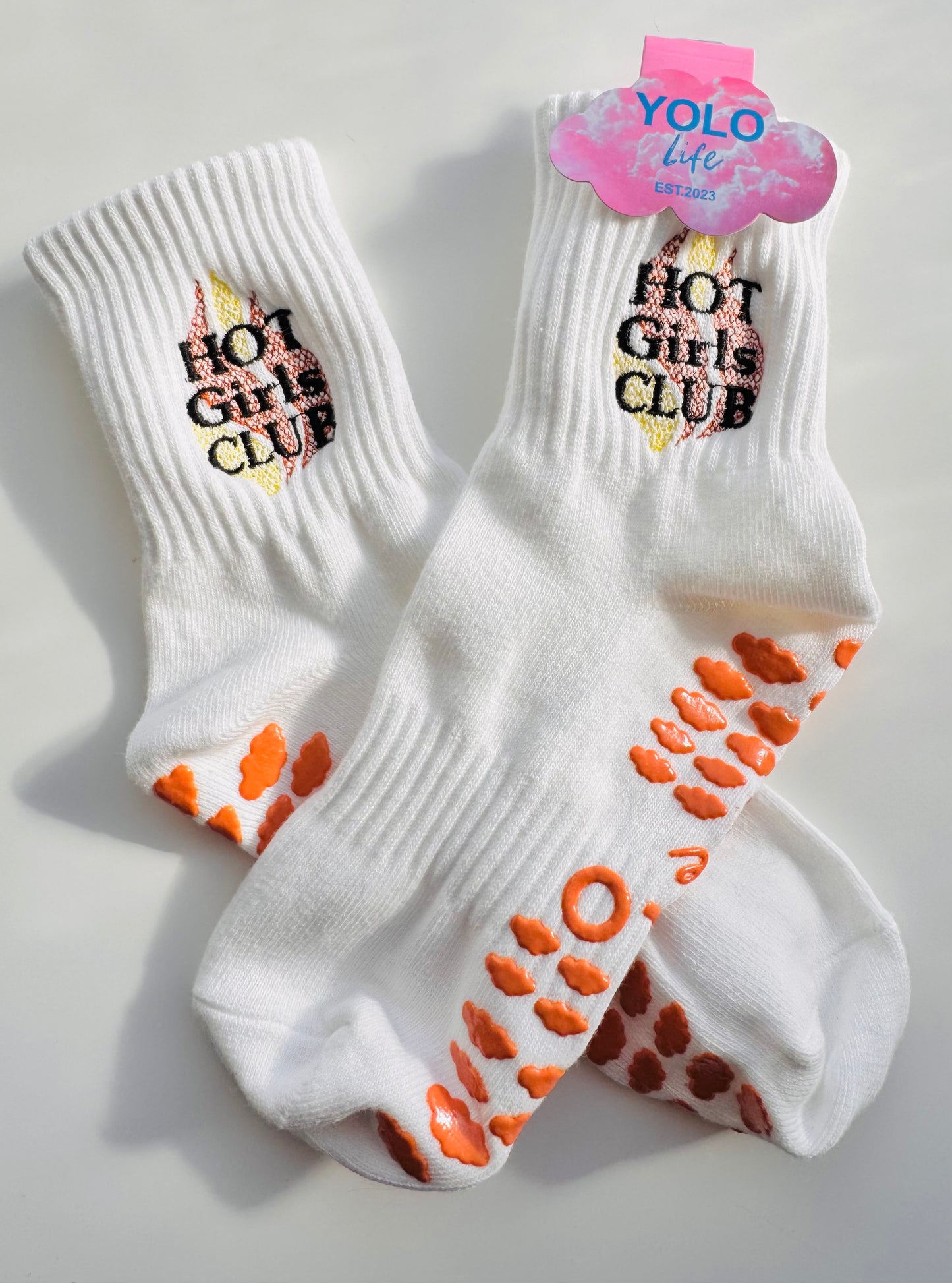 "BAD GIRLS CLUB", "GOOD GIRLS CLUB", "HOT GIRLS CLUB", CREW GRIP SOCKS