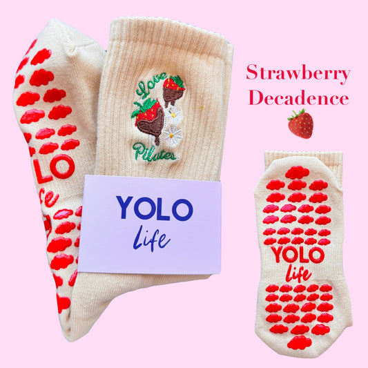 “STRAWBERRY DECADENCE 🍓" PILATES GRIP SOCKS