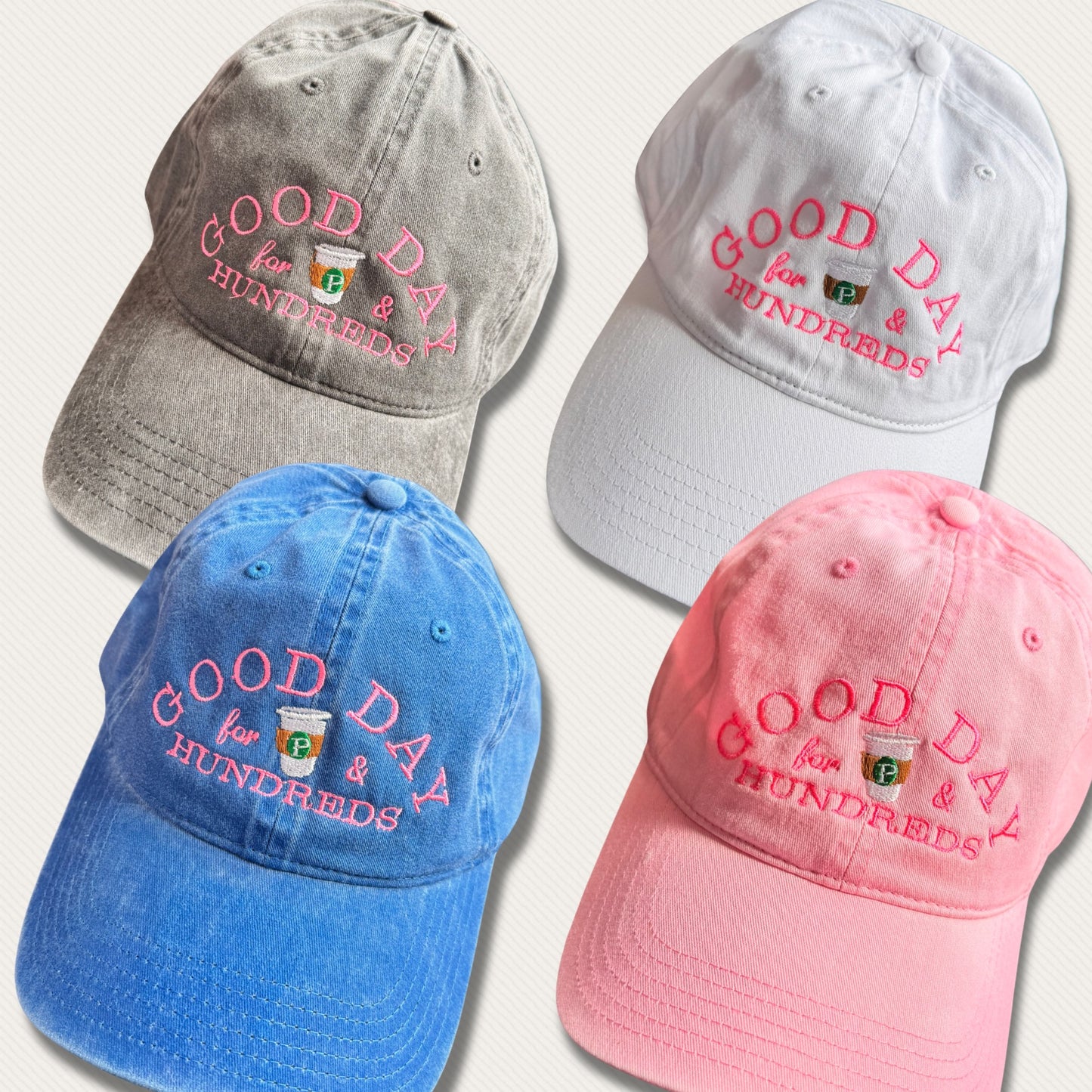 “GOOD DAY FOR COFFEE AND HUNDREDS “ ☀️☕️🌿 dad hat 🧢