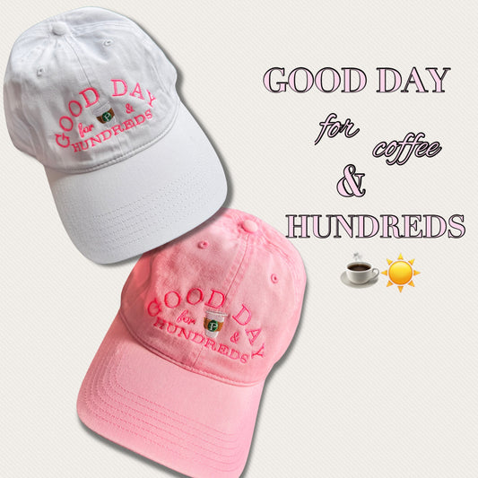 “GOOD DAY FOR COFFEE AND HUNDREDS “ ☀️☕️🌿 dad hat 🧢