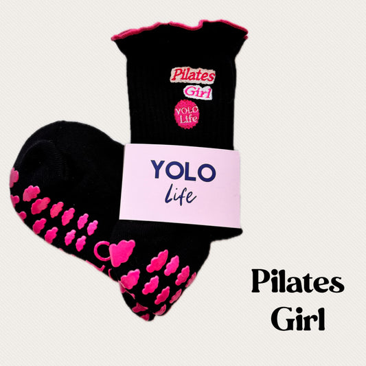 "Pilates Girl" crew grip socks