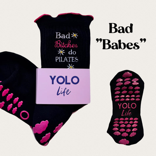 Bad "Babes"  tube Pilates grip socks