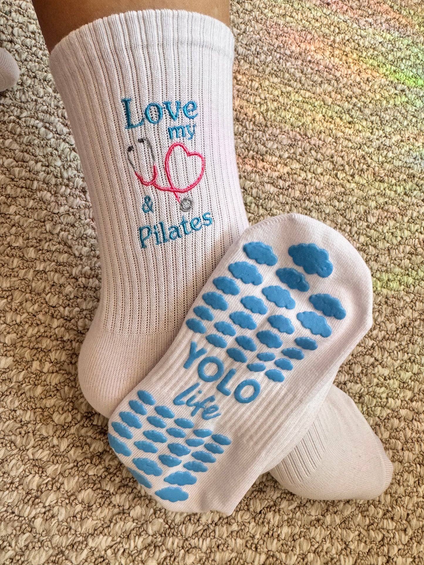 " I love my stethoscope" Pilates grip socks